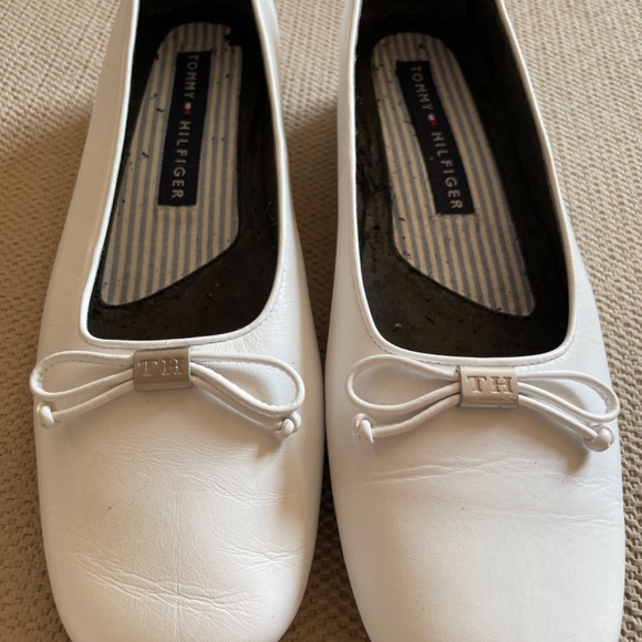 Tommy Hilfiger White Leather Ballerina Flats Size 7 / EU 38 - Picture 6 of 7